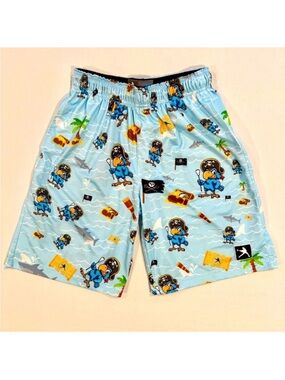 Lacrosse Unlimited Pirates Parrots Shorts Boys XL Youth Lax Summer Sharks Blue